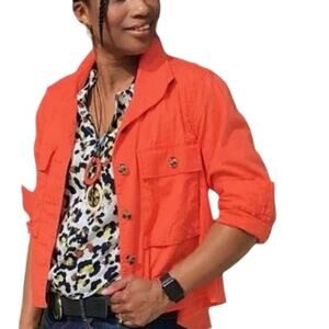 NWOT CAbi Resort Jacket Swing Style High Low Oversized in Tiger Lily Orange